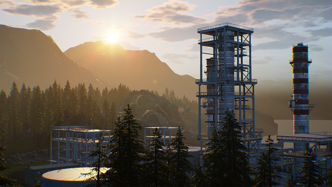 Refinería en el mundo 3D de Trainor ElectriCity