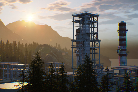 Refinería en el mundo 3D de Trainor ElectriCity